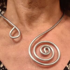 Silver Spiral Collar Necklace